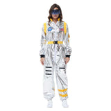 Déguisement Femme Astronaute Combinaison Costume Bleu/Jaune pour Halloween Carnaval