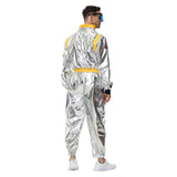 Déguisement Homme Astronaute Combinaison Costume Bleu/Jaune pour Halloween Carnaval