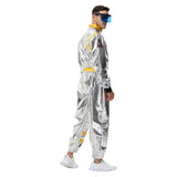 Déguisement Homme Astronaute Combinaison Costume Bleu/Jaune pour Halloween Carnaval