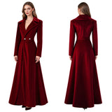 Déguisement Femme Veste Trench en Velours Rouge/Bleu/Noir Costume Vintage Médiéval
