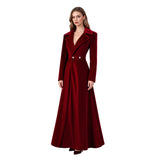 Déguisement Femme Veste Trench en Velours Rouge/Bleu/Noir Costume Vintage Médiéval