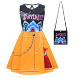 Déguisement Enfant Kpop Demon Hunters Huntrix Rumi Mira Zoey Robe Sans Manches+Sac Costume d'Halloween