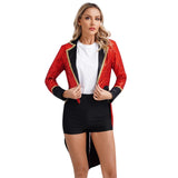 Déguisement Magicien Veste de Smoking à Paillettes Rouge Femme pour Halloween