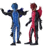 Déguisement Garçon Dragon Dinosaure Combinaison Rouge/Bleu pour Halloween
