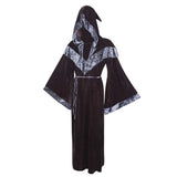 Déguisement Adulte Sorcier/Sorcière Robe à Capuche en Velours Doré Costume d'Halloween