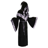 Déguisement Adulte Sorcier/Sorcière Robe à Capuche en Velours Doré Costume d'Halloween