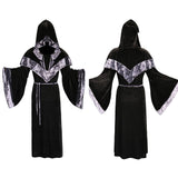 Déguisement Adulte Sorcier/Sorcière Robe à Capuche en Velours Doré Costume d'Halloween