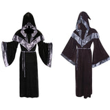 Déguisement Adulte Sorcier/Sorcière Robe à Capuche en Velours Doré Costume d'Halloween