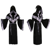 Déguisement Adulte Sorcier/Sorcière Robe à Capuche en Velours Doré Costume d'Halloween