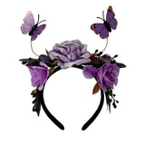 Accessoire Adulte Serre-tête de Fleur Simulée de Papillon d'Halloween Rouge/Violet