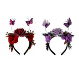 Accessoire Adulte Serre-tête de Fleur Simulée de Papillon d'Halloween Rouge/Violet