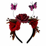 Accessoire Adulte Serre-tête de Fleur Simulée de Papillon d'Halloween Rouge/Violet