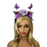 Accessoire Adulte Serre-tête de Fleur Simulée de Papillon d'Halloween Rouge/Violet