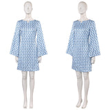 Déguisement Femme 1970s Robe Jacquard Bleue/Violette Hippe Costume pour Halloween Carnaval