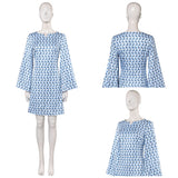 Déguisement Femme 1970s Robe Jacquard Bleue/Violette Hippe Costume pour Halloween Carnaval