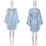Déguisement Femme 1970s Robe Jacquard Bleue/Violette Hippe Costume pour Halloween Carnaval