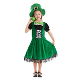 Halloween Carnaval Fille Irlandaise Saint Patrick Chapeau Robe pour Enfant Elfe