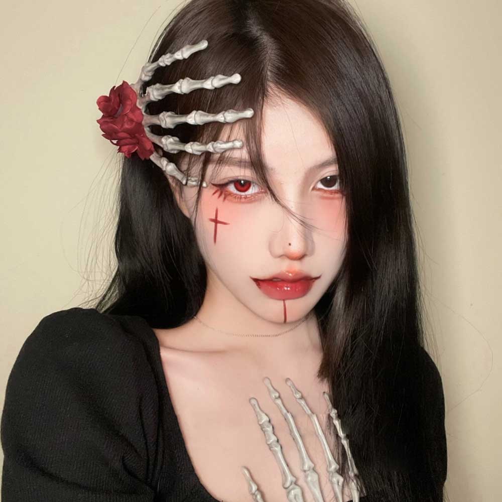 Accessoires Pince à Cheveux Main Tête de Mort Halloween