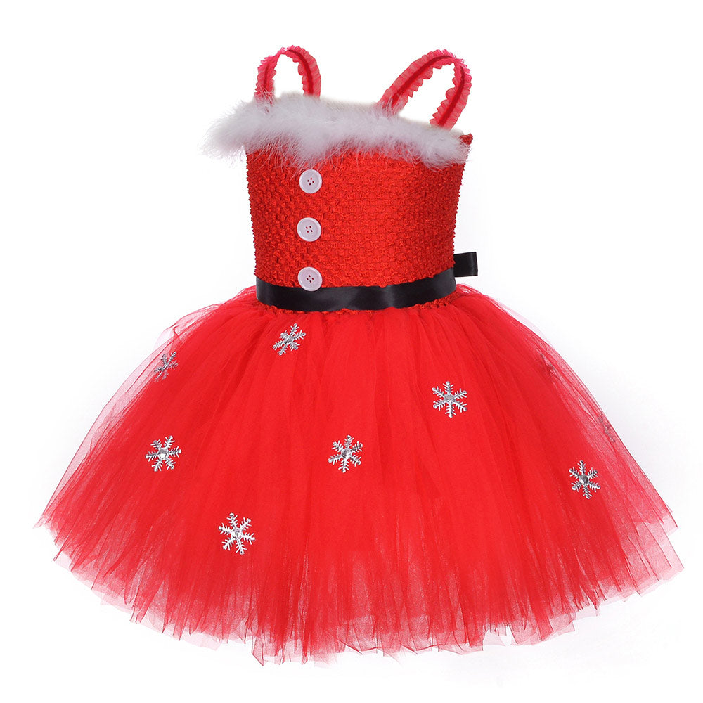 Déguisement Fille TuTu Robe Rouge Costume de Noël