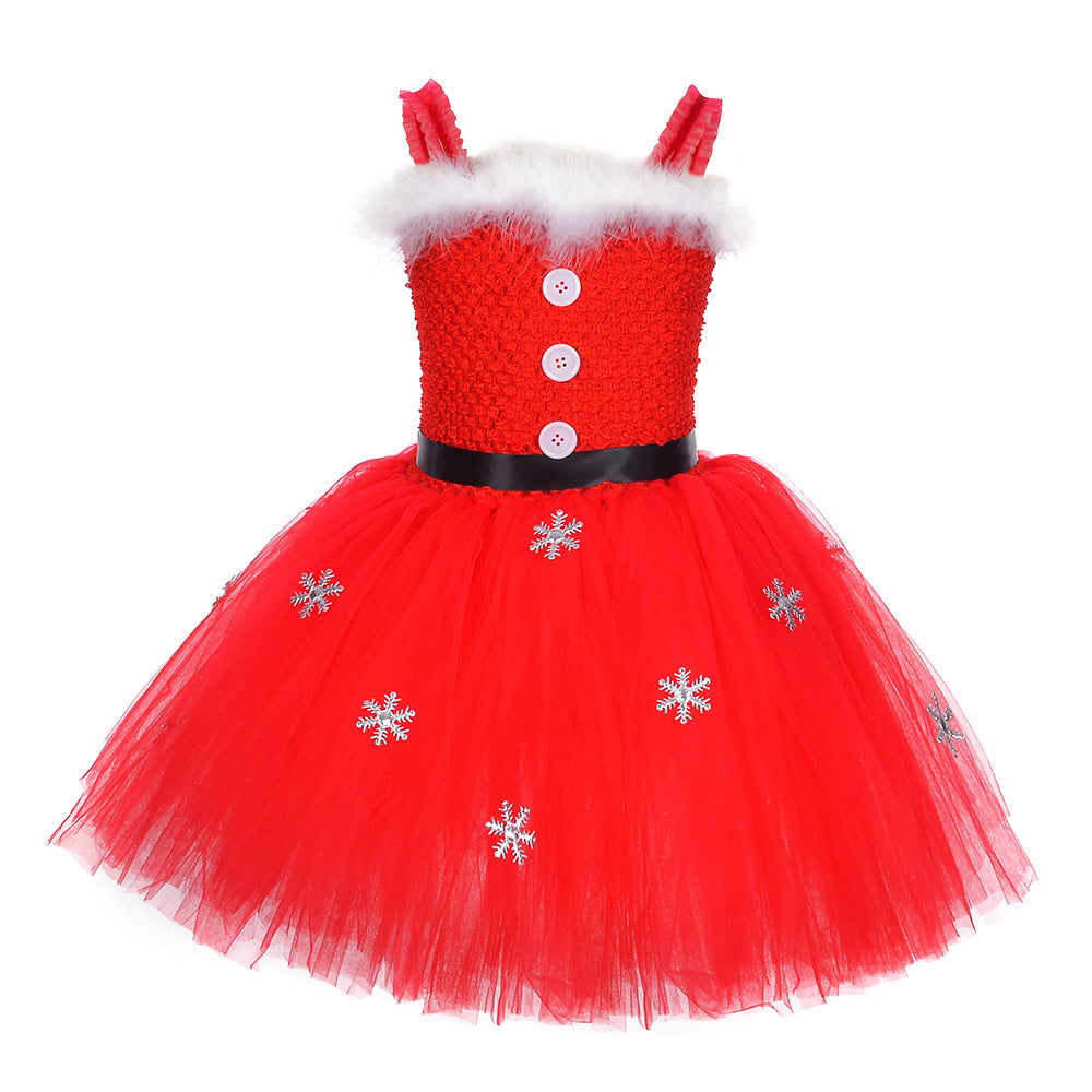 Déguisement Fille TuTu Robe Rouge Costume de Noël