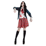 Déguisement Zombie Uniforme Scolaire de l'Elève Costume Halloween 