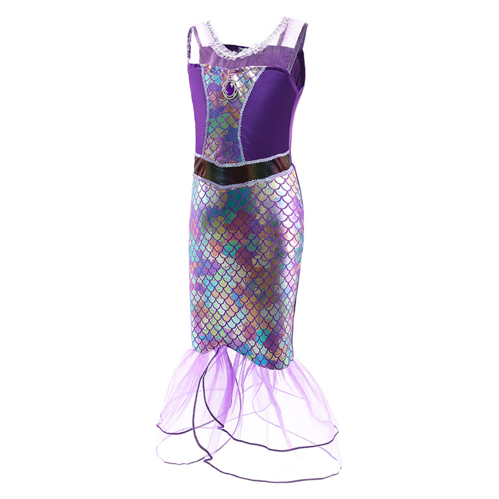 Déguisement Fille The Little Mermaid Robe de Princesse à Paillettes Violettes Costume