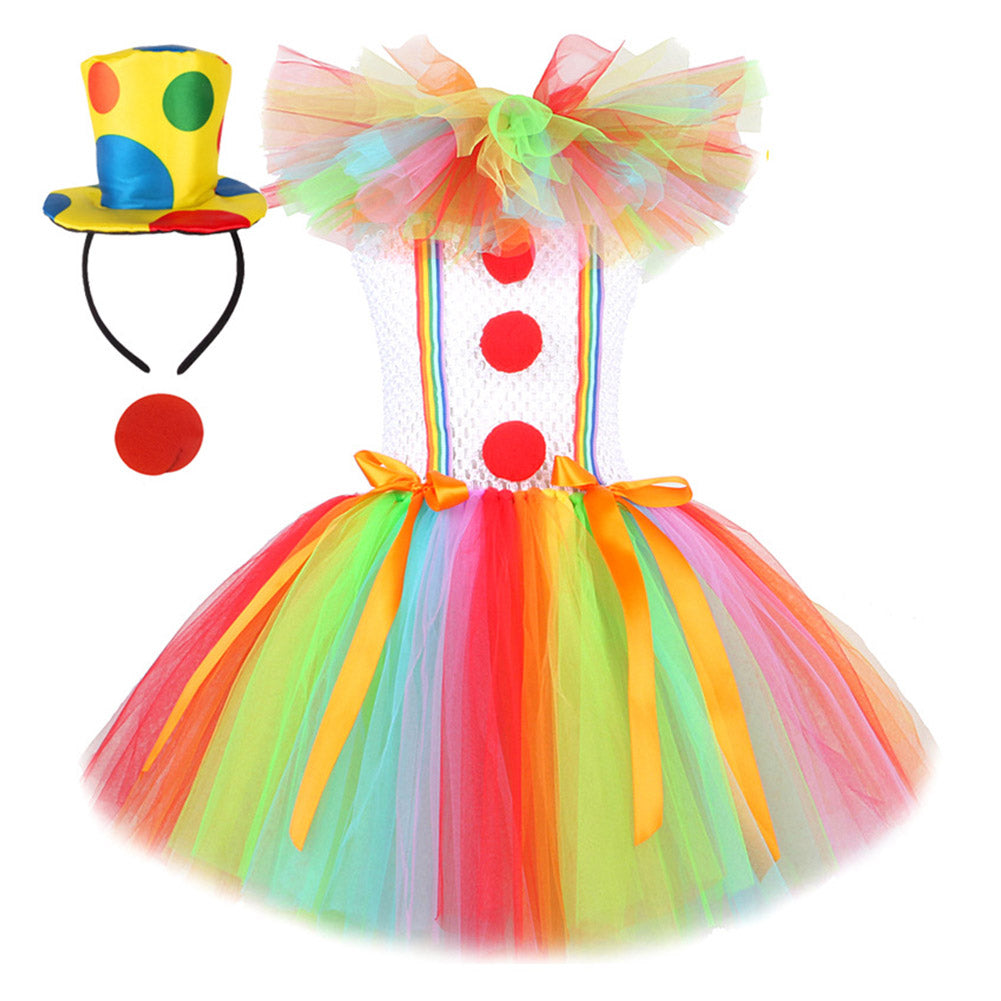 Déguisement Fille Clown (robe tutu, mini-chapeau) chez DeguizFetes.
