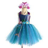 Déguisement Fille Mermaid TuTu Robe Bleu+Sac+Bandeau Costume Halloween