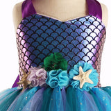 Déguisement Fille Mermaid TuTu Robe Bleu+Sac+Bandeau Costume Halloween