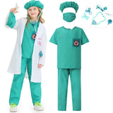 Déguisement Enfant Vert de Médecin Costume d'Halloween 