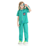 Déguisement Enfant Vert de Médecin Costume d'Halloween 