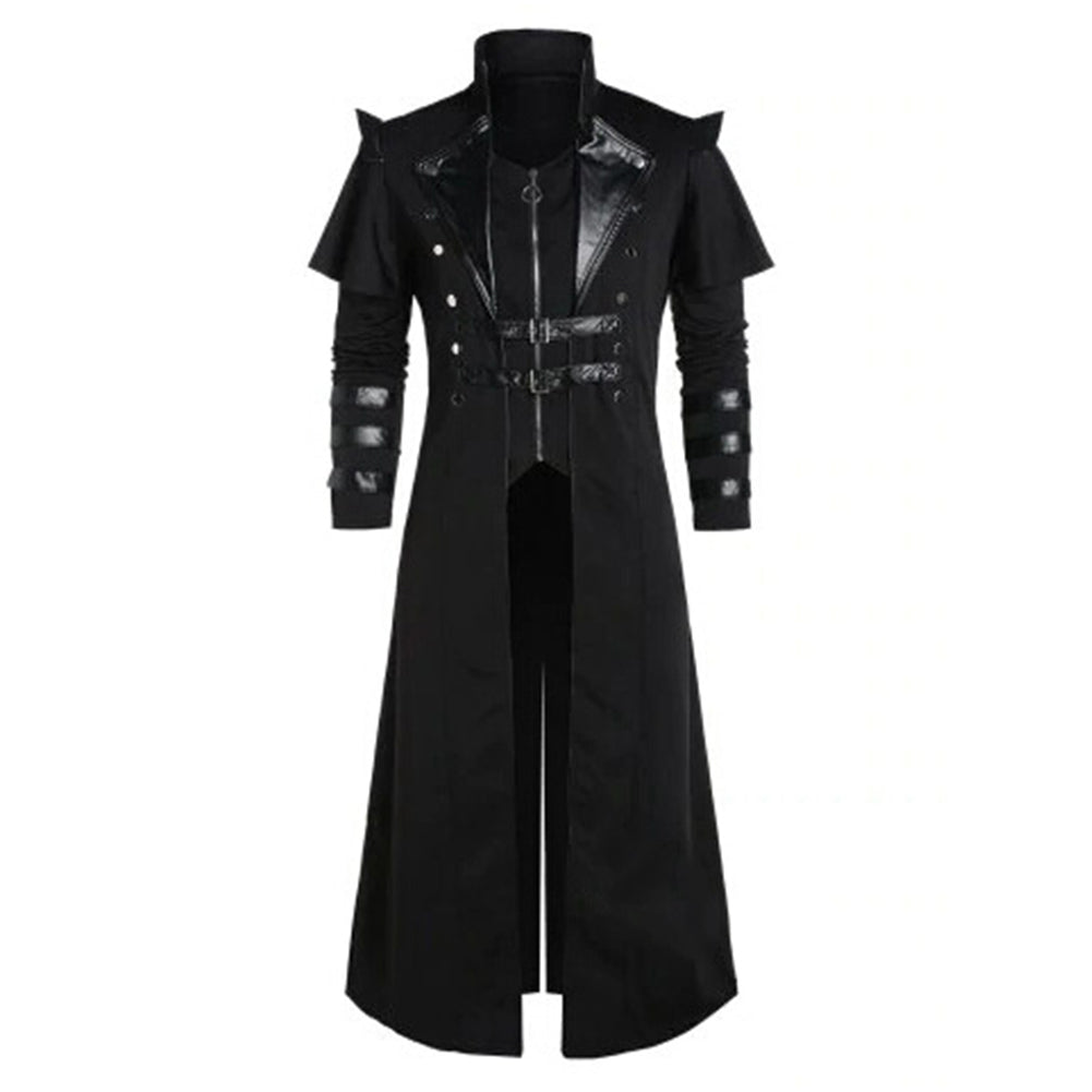 Déguisement Homme Médiéval Gothic Veste Punk Zippé Noire Costume