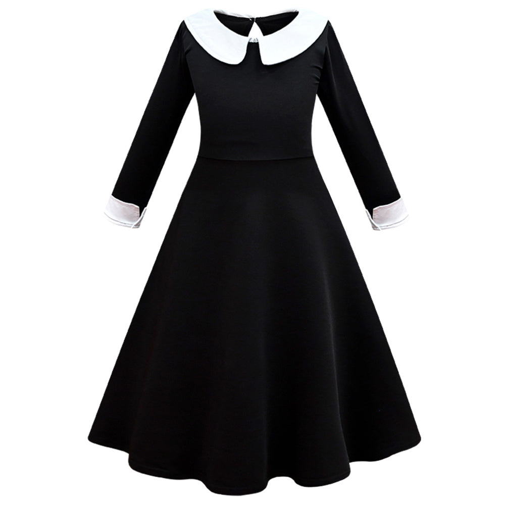 Déguisement Enfant Wednesday Addams Wednesday Robe+Sac+Perruque Costume