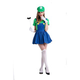 Déguisement Femme Super Mario Luigi Robe Costume d'Halloween