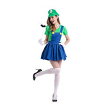 Déguisement Femme Super Mario Luigi Robe Costume d'Halloween 