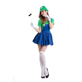 Déguisement Femme Super Mario Luigi Robe Costume d'Halloween 