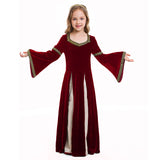 Déguisement Enfant Médiéval Filles Rouge Robe Carnaval Costume