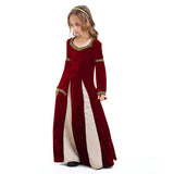 Déguisement Enfant Médiéval Filles Rouge Robe Carnaval Costume