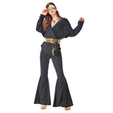 Déguisement 1970s Femme Disco Hippies Costume+Lunettes de Soleil Carnaval Halloween