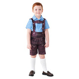 Déguisement Enfant Chemise à Carreaux Bleus Pantalon à Bretelles Oktoberfest Cotume
