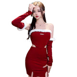 Déguisement Femme Robe Rouge Sexy Costume de Noël