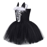 Déguisement Fille TuTu Robe Noire de Chat Costume Halloween Carnaval
