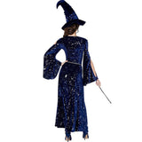 Déguisement Adult Wizard Magicien Femme Robe Chapeau Cosplay Costume Halloween Carnaval