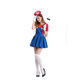 Déguisement Femme Super Mario Bros Mario Robe Costume d'Halloween	