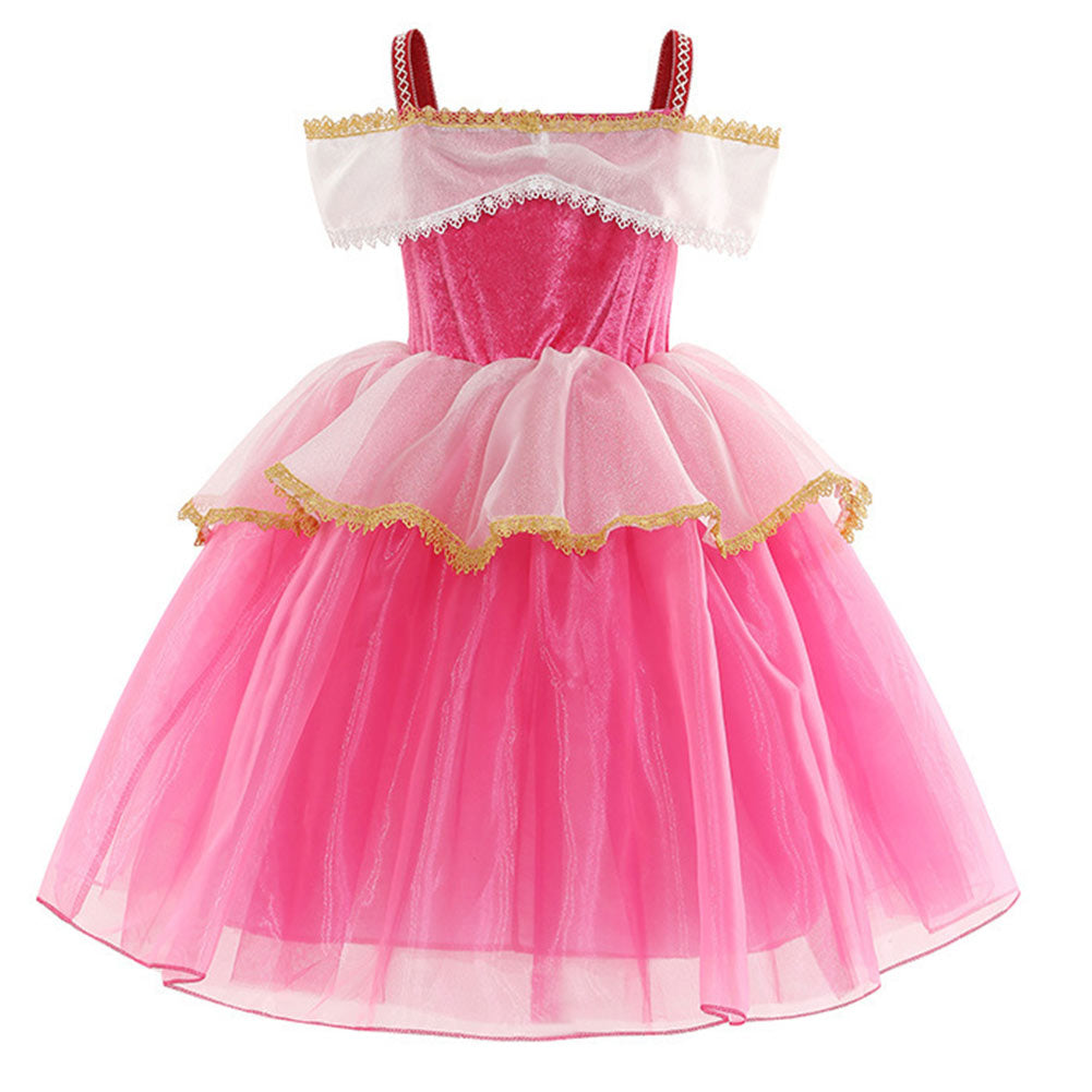 Déguisement Fille Aurora Robe de Princesse Costume Halloween Carnaval