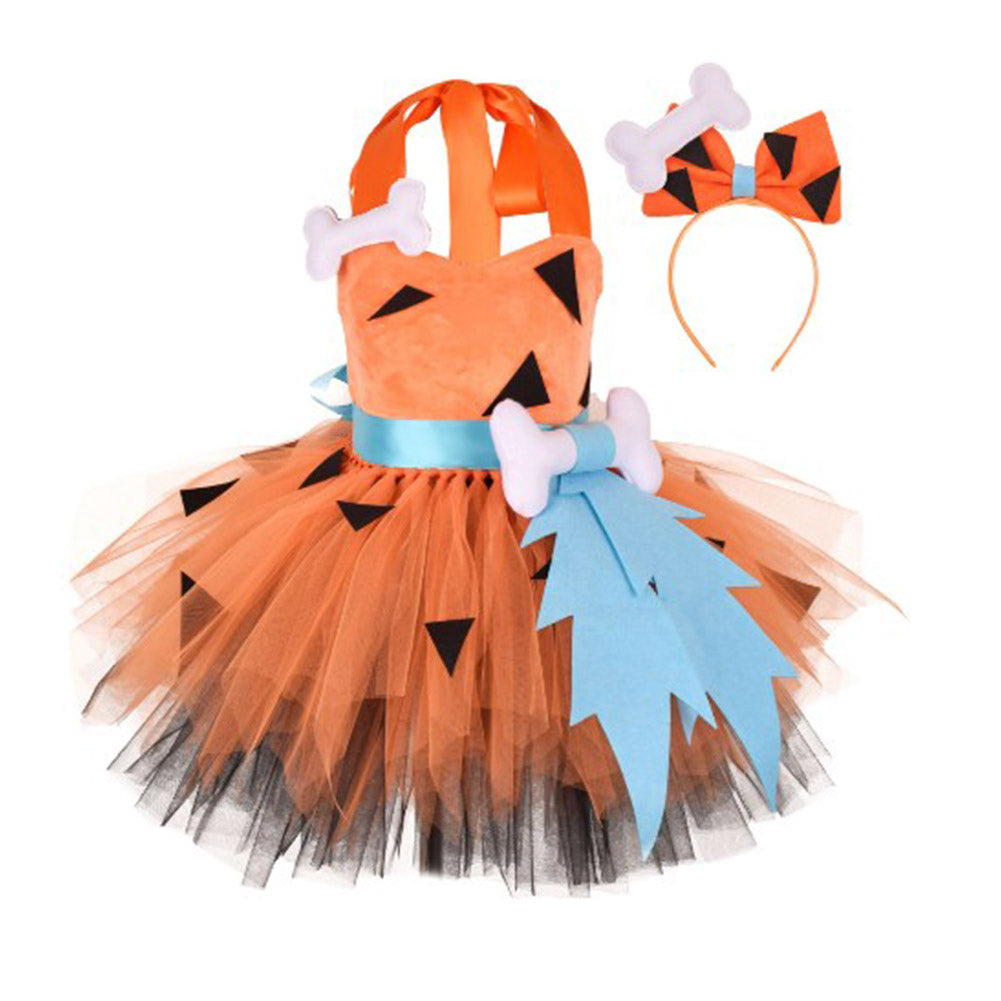 Déguisement Enfant Robe Orange+Accessoire Costume d'Halloween
