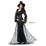 Déguisement Adulte Femme Black Witch Longue Robe  Costume Halloween