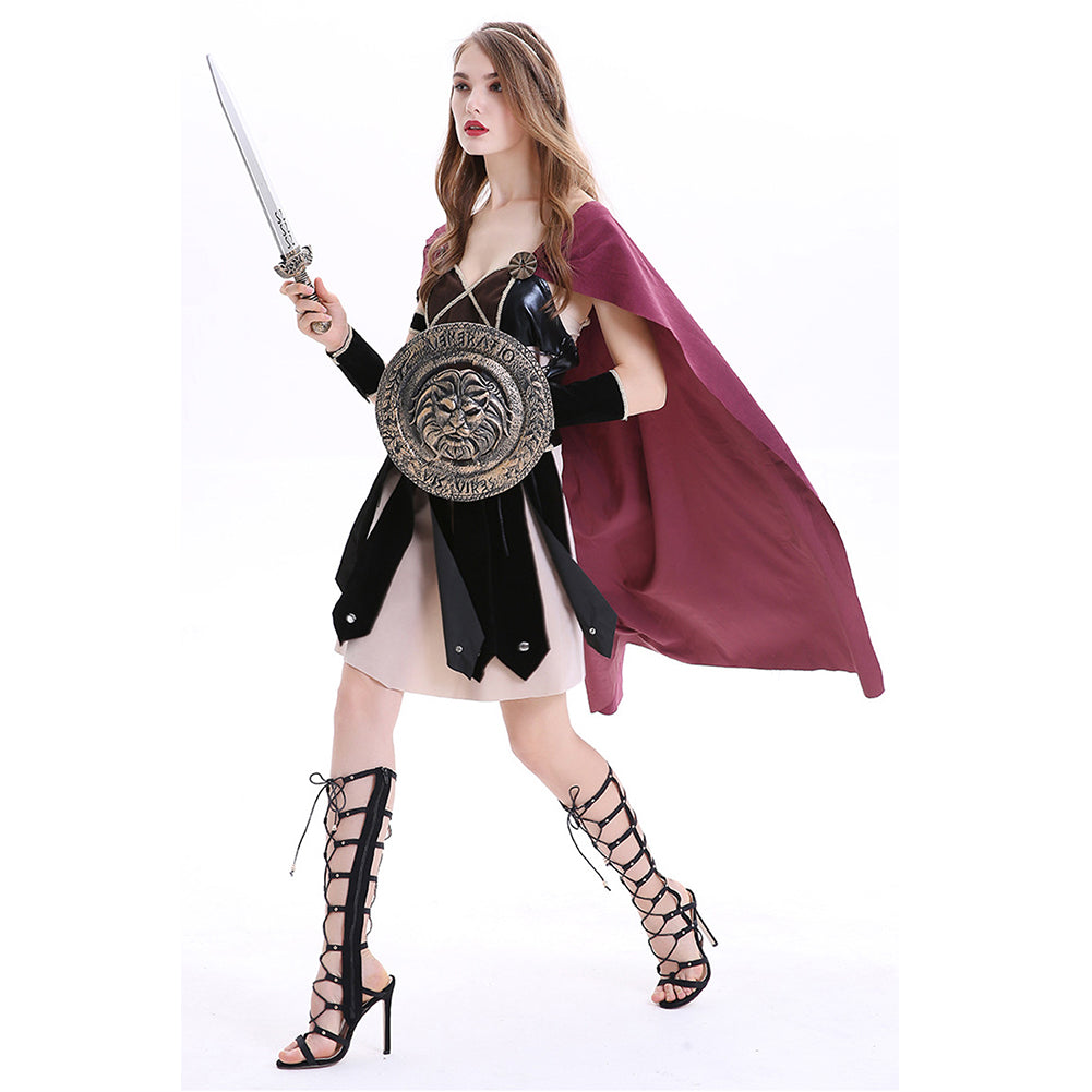 Déguisement Adulte Femme Médiéval Soldate Carnaval Costume