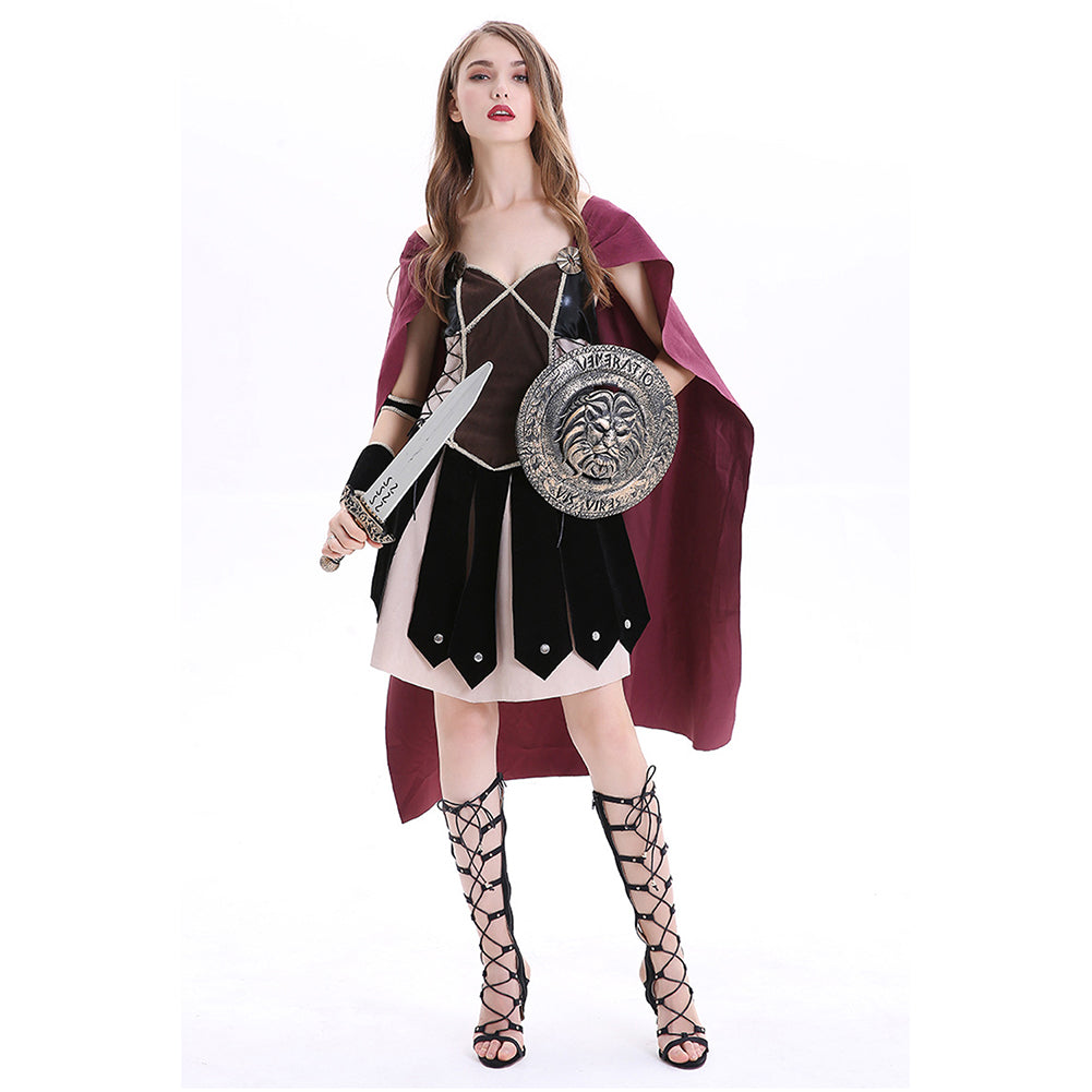 Déguisement Adulte Femme Médiéval Soldate Carnaval Costume