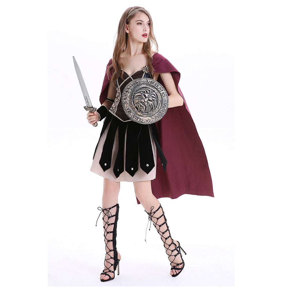 Déguisement Adulte Femme Médiéval Soldate Carnaval Costume